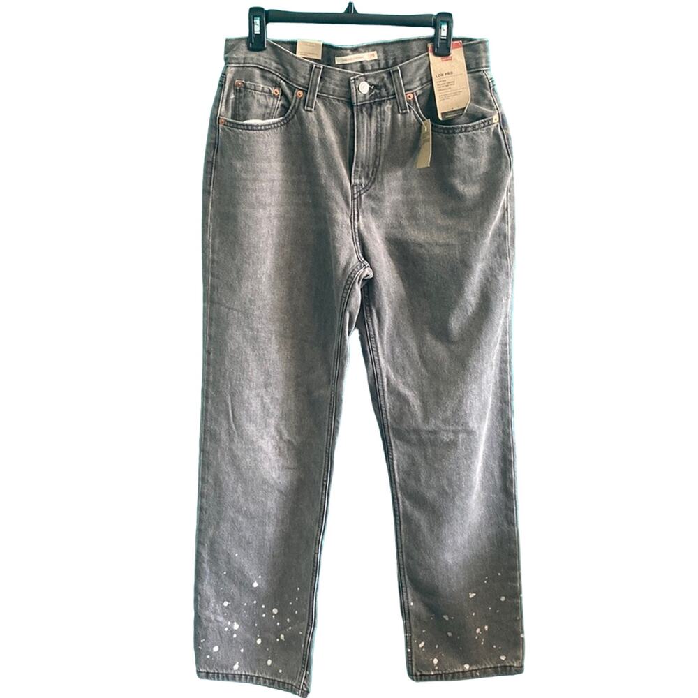 Levi’s Low Pro Straight Fit Bleach Accent Original Women’s Grey Jeans 29 NWT